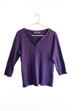 Karen Scott Purple Long Sleeved Cotton Top